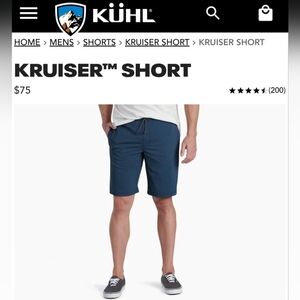 KUHL Slate Pirate Blue Kruiser Casual Hiking Nylon Shorts w/ Pockets Men's L